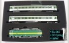 Set elektrická lokomotiva 163 062 a 2 vozy Bt., vozy vybaveny osvětlením, přiložen konfigurátor USB, TT 1:120