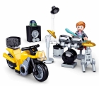 Bubeník s motorkou, kostky shodné s LEGO